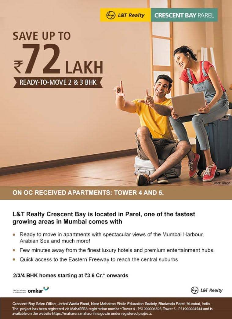 Book ready to move 2 & 3 BHK homes and save up to Rs. 72 Lacs at L and T Crescent Bay in Mumbai Update